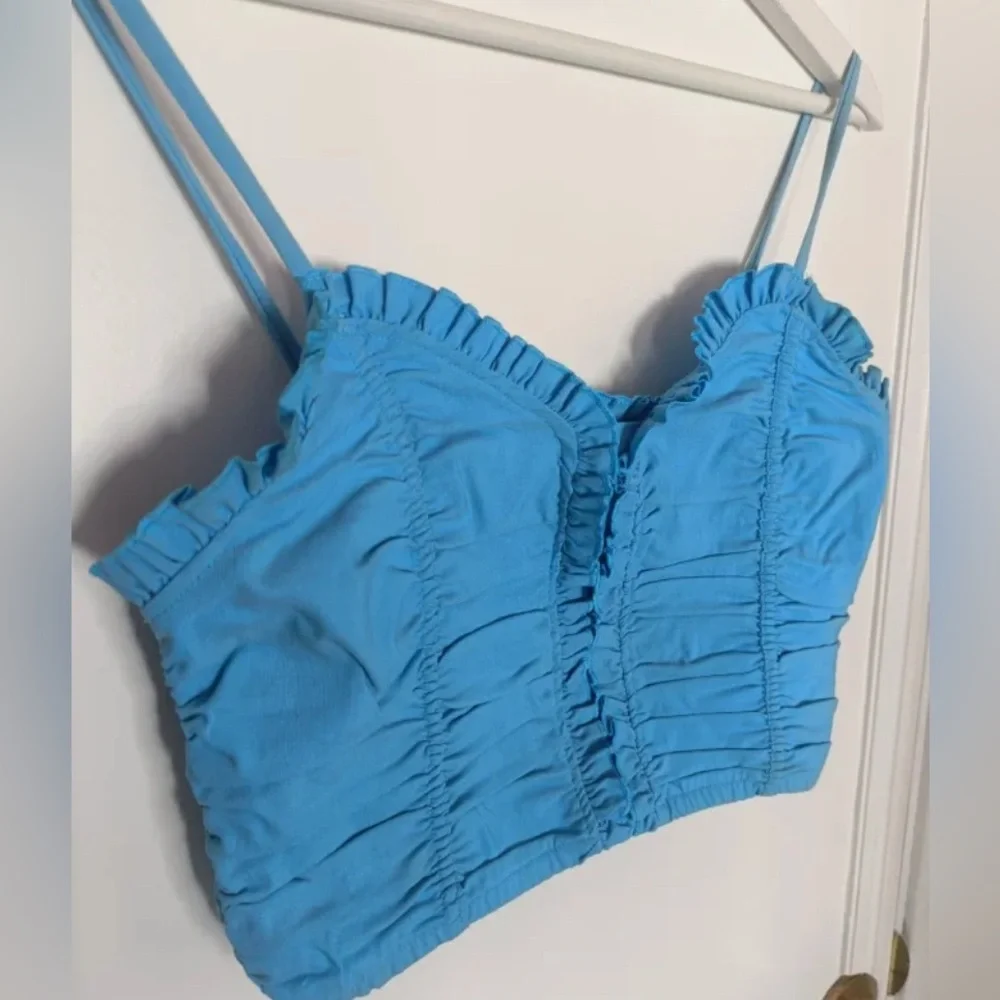 Zara Blue Ruffle Crop top - Picture 1 of 10